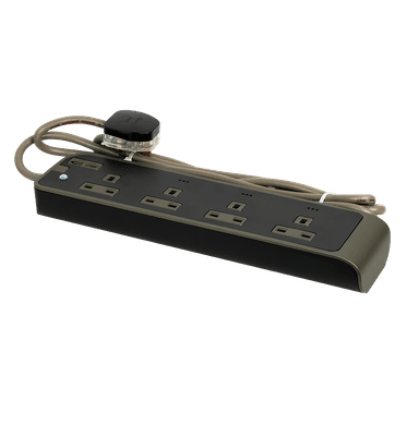 4 Outlet SMART Power Strip with Single Indicator with  3Meter Cord White with USB A+C Black Matte