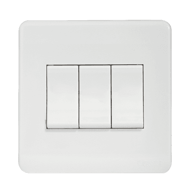 SCINTILLA 16Amp. 3Gang 1Way Switch White with White Surround