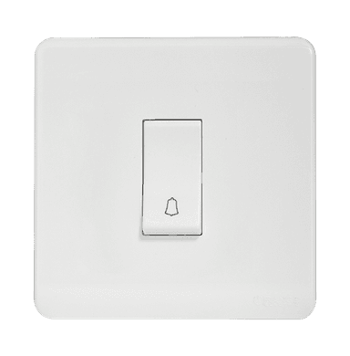 SCINTILLA 16Amp. 1Gang 2Way Bell Press Switch White with White Surround