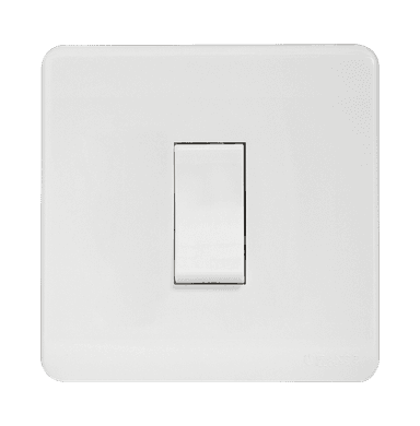 SCINTILLA 16Amp. 1Gang 2Way Switch White with White Surround