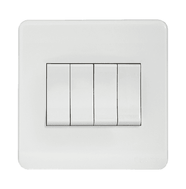 SCINTILLA 16Amp. 4Gang 2Way Switch White with White Surround