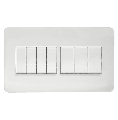 SCINTILLA 16Amp. 7Gang 2Way Switch White with White Surround