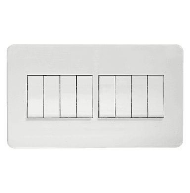 SCINTILLA 16Amp. 8Gang 2Way Switch White with White Surround