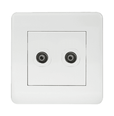 SCINTILLA 2Gang TV Co-Axial Outlet (75Ohm) White with White Surround