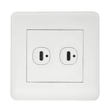 SCINTILLA 2.1Amp. 2Gang Type-C USB Charger Outlet White with White Surround