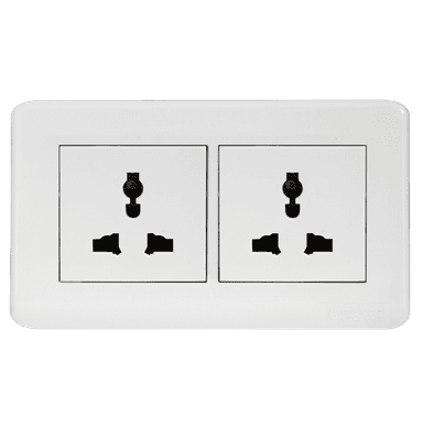 SCINTILLA 13Amp. Twin Multi Unswitched Socket Outlet White with White Surround