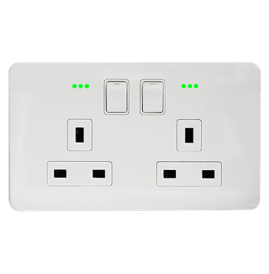 SCINTILLA 13Amp. Twin Switched Socket Outlet with Indicator White with White Surround