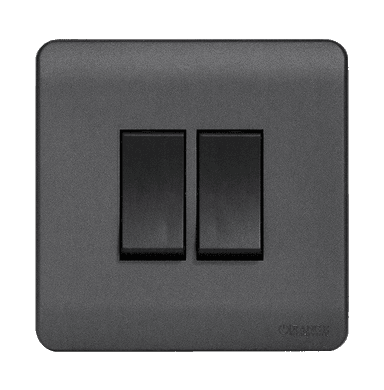 SCINTILLA 16Amp. 2Gang 1Way Switch B/Matte with GM/Matte Surround