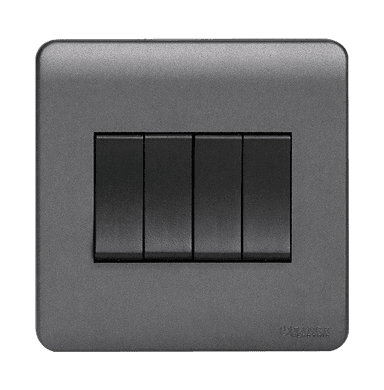 SCINTILLA 16Amp. 4Gang 1Way Switch B/Matte with GM/Matte Surround