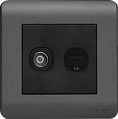 SCINTILLA 2Gang TV Co-Axial (75Ohm) + Telephone Outlet B/Matte with GM/Matte Surround