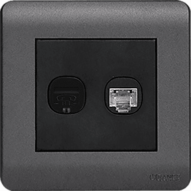 SCINTILLA 2Gang Telephone + Data Outlet B/Matte with GM/Matte Surround