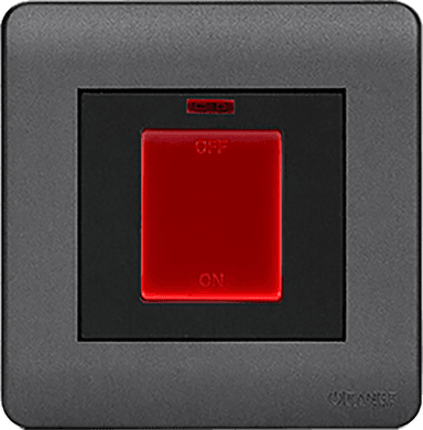 SCINTILLA 45Amp. Double Pole Switch with Indicator + Earth Bar B/Matte with GM/Matte Surround