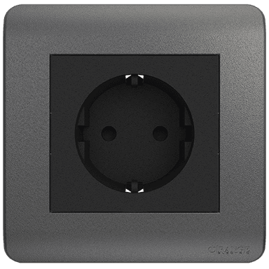 SCINTILLA 16Amp. Schuko Socket Outlet B/Matte with GM/Matte Surround