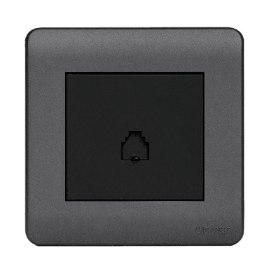 SCINTILLA 1Gang 4Wire Telephone Outlet B/Matte with GM/Matte Surround