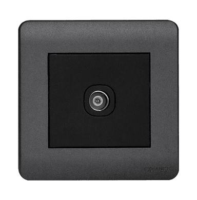 SCINTILLA 1Gang TV Co-Axial Outlet (75Ohm) B/Matte with GM/Matte Surround
