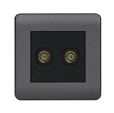 SCINTILLA 2Gang TV Co-Axial Outlet (75Ohm) B/Matte with GM/Matte Surround