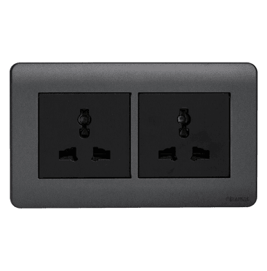 SCINTILLA 13Amp. Twin Multi Unswitched Socket Outlet B/Matte with GM/Matte Surround