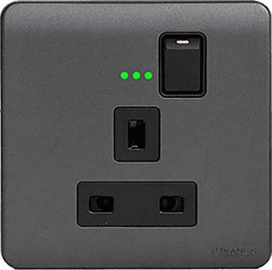 SCINTILLA 13Amp. Single Switched Socket Outlet with Indicator B/Matte with GM/Matte Surround