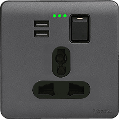 SCINTILLA 13Amp. Single Multi Switched Socket Outlet with Indicator + 3.4Amp. Type-A  USB B/Matte with GM/Matte Surround