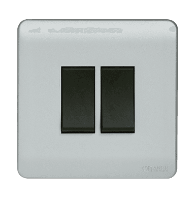 SCINTILLA 16Amp. 2Gang 1Way Switch B/Matte with S/Matte Surround