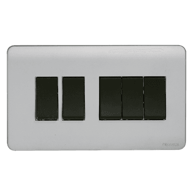 SCINTILLA 16Amp. 5Gang 1Way Switch B/Matte with S/Matte Surround