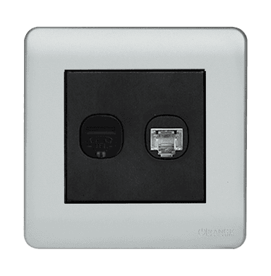 SCINTILLA 2Gang Telephone + Data Outlet B/Matte with S/Matte Surround