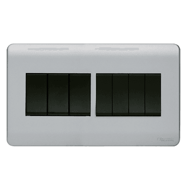SCINTILLA 16Amp. 7Gang 2Way Switch B/Matte with S/Matte Surround