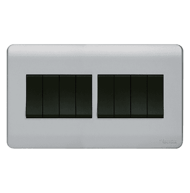 SCINTILLA 16Amp. 8Gang 2Way Switch B/Matte with S/Matte Surround