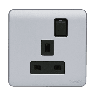 SCINTILLA 13Amp. Single Switched Socket Outlet B/Matte with S/Matte Surround