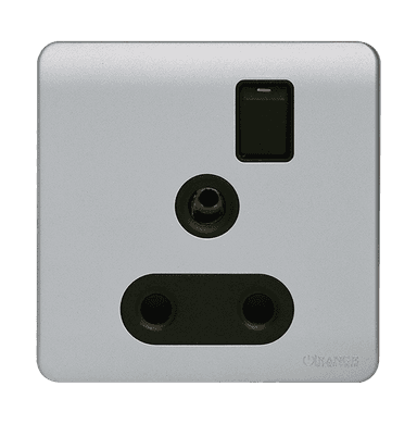 SCINTILLA 15Amp. Single Switched Socket Outlet B/Matte with S/Matte Surround