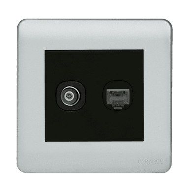 SCINTILLA 2Gang TV Co-Axial (75Ohm) + Data Outlet B/Matte with S/Matte Surround
