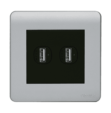 SCINTILLA 2.1Amp. 2Gang Type-A USB Charger Outlet B/Matte with S/Matte Surround