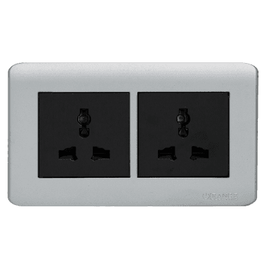SCINTILLA 13Amp. Twin Multi Unswitched Socket Outlet B/Matte with S/Matte Surround
