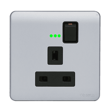 SCINTILLA 13Amp. Single Switched Socket Outlet with Indicator B/Matte with S/Matte Surround