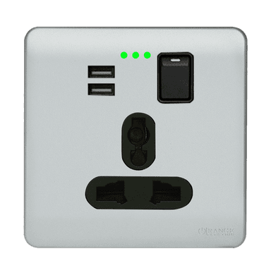 SCINTILLA 13Amp. Single Multi Switched Socket Outlet with Indicator + 3.4Amp. Type-A  USB B/Matte with S/Matte Surround