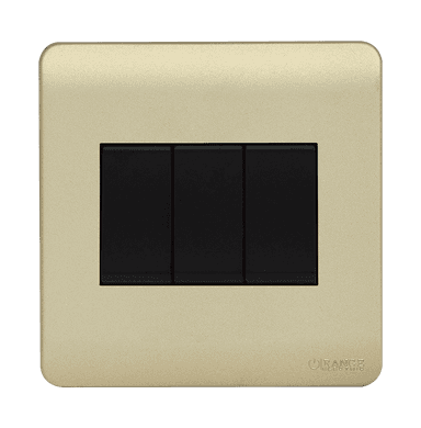 SCINTILLA 16Amp. 3Gang 1Way Switch B/Matte with Gld/Matte Surround