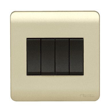 SCINTILLA 16Amp. 4Gang 1Way Switch B/Matte with Gld/Matte Surround