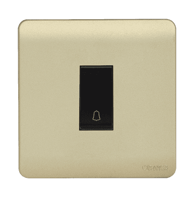 SCINTILLA 16Amp. 1Gang 1Way Bell Press Switch B/Matte with Gld/Matte Surround