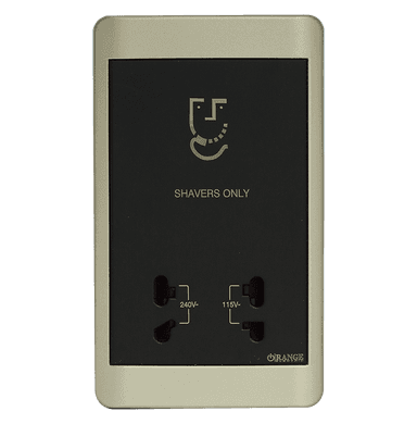 SCINTILLA Universal Shaver Outlet with Shutter 110/240V 50Hz B/Matte with Gld/Matte Surround