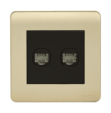 SCINTILLA 2Gang 8Wire 8Contact Telephone/Data Outlet B/Matte with Gld/Matte Surround