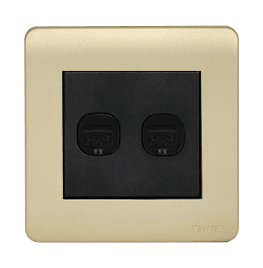 SCINTILLA 2Gang 4Wire Telephone Outlet B/Matte with Gld/Matte Surround