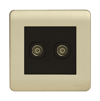 SCINTILLA 2Gang TV Co-Axial Outlet (75Ohm) B/Matte with Gld/Matte Surround