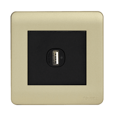 SCINTILLA 2.1Amp. 1Gang Type-A USB Charger Outlet B/Matte with Gld/Matte Surround