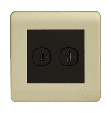 SCINTILLA 2.1Amp. 2Gang Type-C USB Charger Outlet B/Matte with Gld/Matte Surround