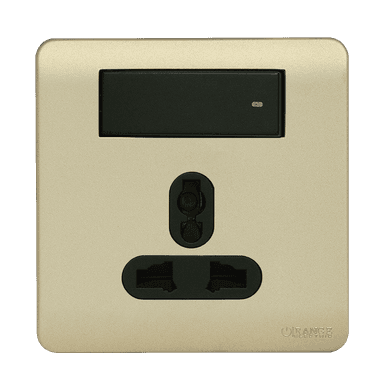 SCINTILLA 13Amp. Multi Socket Outlet with Horizontal Switch B/Matte with Gld/Matte Surround