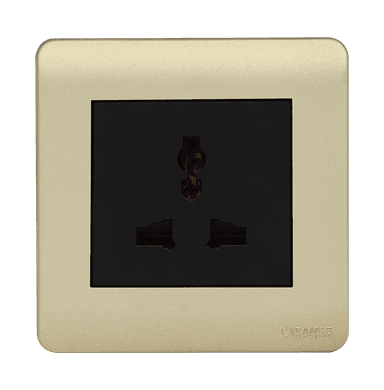SCINTILLA 13Amp. Single Multi Unswitched Socket Outlet B/Matte with Gld/Matte Surround