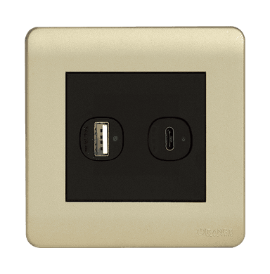 SCINTILLA 2.1Amp Type A + Type-C USB Charger Outlet B/Matte with Gld/Matte Surround
