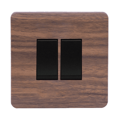 SCINTILLA 16Amp. 2Gang 1Way Switch B/Matte with Kumbuk Surround
