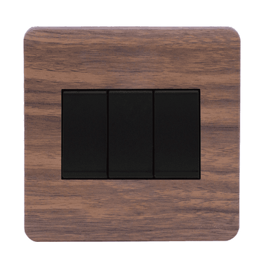 SCINTILLA 16Amp. 3Gang 1Way Switch B/Matte with Kumbuk Surround
