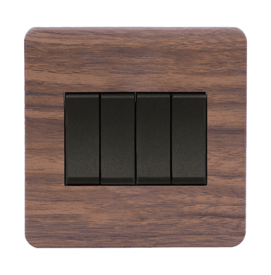 SCINTILLA 16Amp. 4Gang 1Way Switch B/Matte with Kumbuk Surround